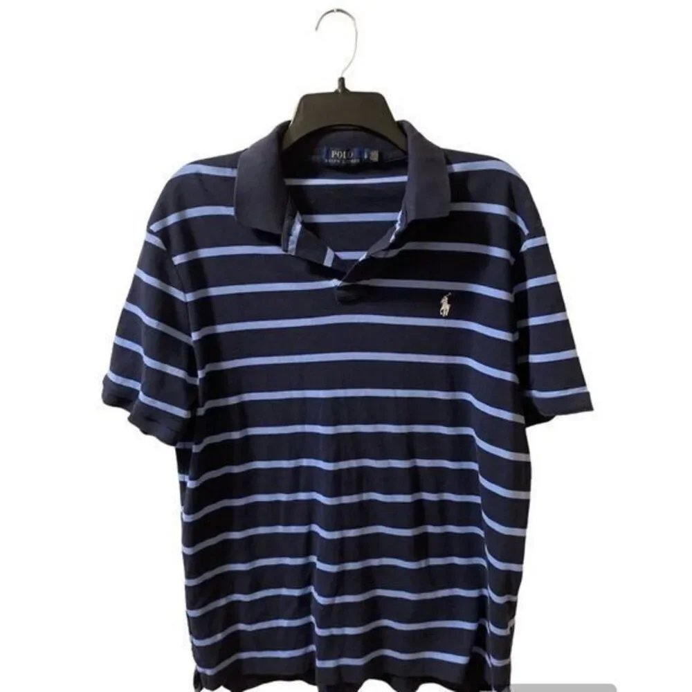 Lot of 2 Polo Ralph Lauren‎ Polo Shirts Short Sleeve Cotton Sz L Blue Preppy